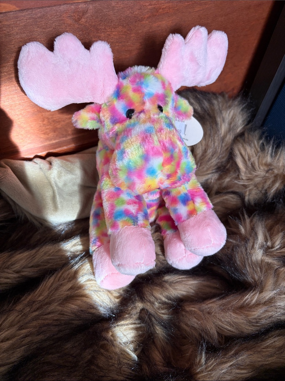Wish Pets Plush Fungetti Moose Stuffed Animal with Pink Antlers